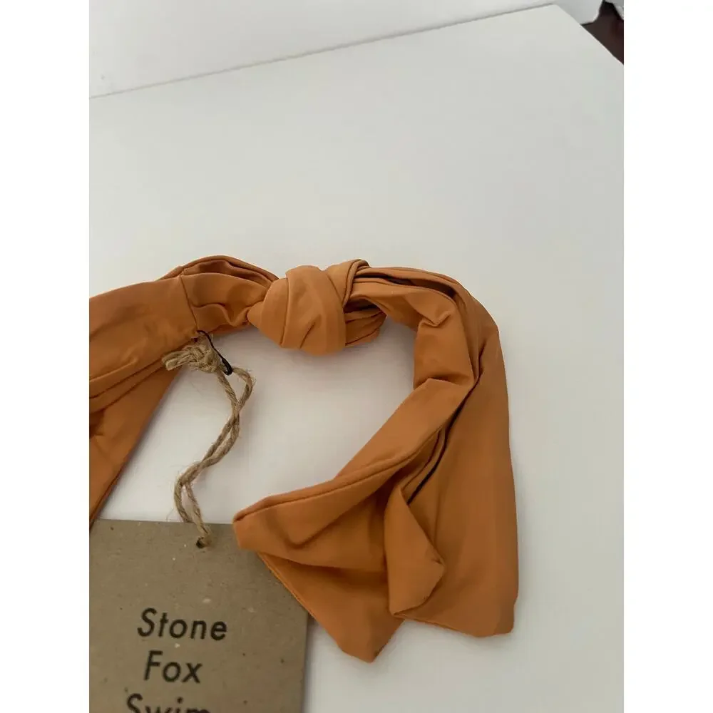 NWT Revolve x Stone Fox Swim Women's June Bikini Bottom Sandstone Side Tie SZ XS